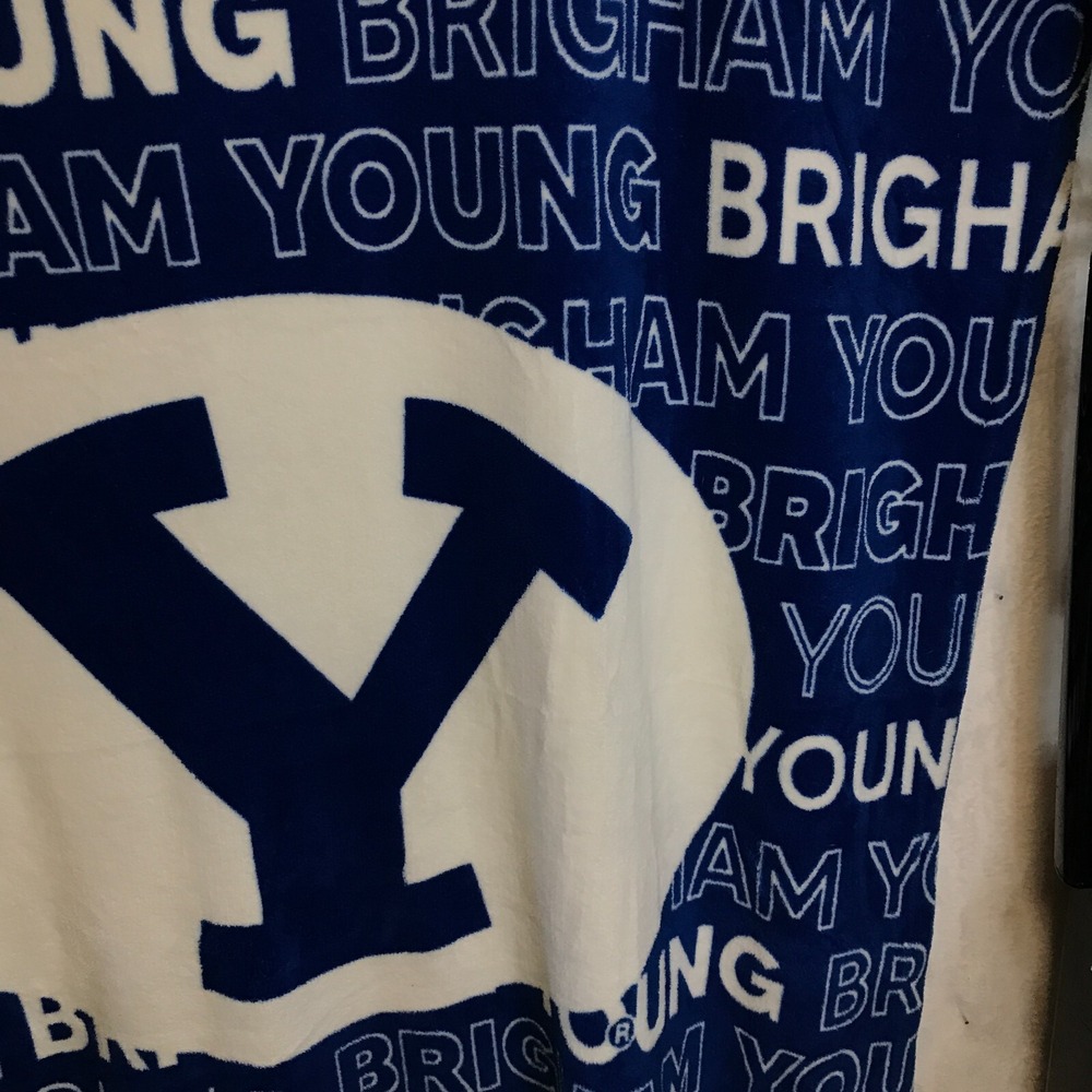 Logo Brands Brigham Young University BYU Cougars Polyester Blue Throw Blanket - Picture 7 of 16